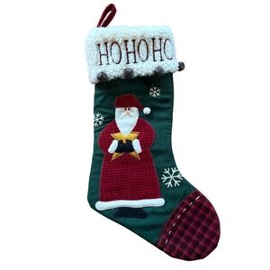 Santa Christmas Stocking Faux Nubuck With Embellished Details